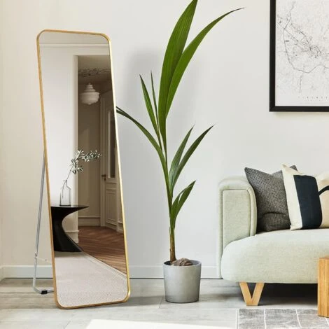 RELAX4LIFE Specchio Da Terra/Parete, Specchio A Figura Intera Con Supporto, Superficie Resistente Ad Alta Definizione, Doppio Montaggio A Parete O A Terra, Stile Moderno Con Cornice Metallica Sottile 4 RELAX4LIFE Specchio Da Terra/Parete, Specchio A Figura Intera Con Supporto, Superficie Resistente Ad Alta Definizione, Doppio Montaggio A Parete O A Terra, Stile Moderno Con Cornice Metallica Sottile - immagine 2