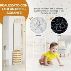 RELAX4LIFE Specchio Da Terra/Parete, Specchio A Figura Intera Con Supporto, Superficie Resistente Ad Alta Definizione, Doppio Montaggio A Parete O A Terra, Stile Moderno Con Cornice Metallica Sottile 10 RELAX4LIFE Specchio Da Terra/Parete, Specchio A Figura Intera Con Supporto, Superficie Resistente Ad Alta Definizione, Doppio Montaggio A Parete O A Terra, Stile Moderno Con Cornice Metallica Sottile -Armonia Decor 69394820 4