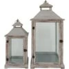 Rebecca Mobili Set 2 Lanterne Metallo Pvc Legno Chiaro Retro 72x32x27
