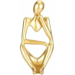 The Thinker Statue, Handmade Abstract Thinker Sculpture Modern Fine Art Figure For Home Office Desk Decoration-Golden Reverie Left -Armonia Decor 69716675 5