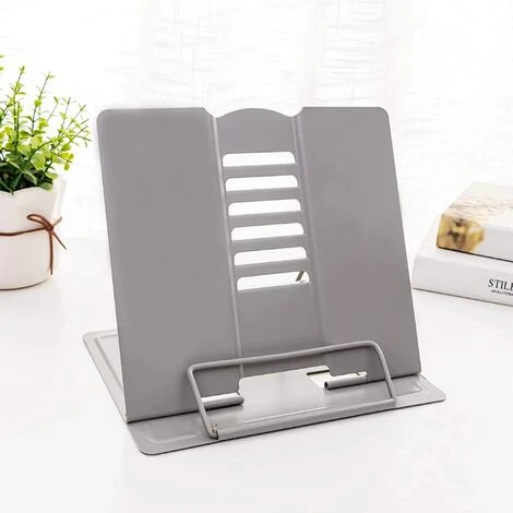 MINKUROW Scaffale Da Lettura, Fermalibri Supporto Per Libri Di Cucina Pieghevole In Metallo Regolabile A 6 Livelli Per Bambini Adulti Per Cucina, Studio, Ufficio, Tesi Scolastica (Grigio) 3 MINKUROW Scaffale Da Lettura, Fermalibri Supporto Per Libri Di Cucina Pieghevole In Metallo Regolabile A 6 Livelli Per Bambini Adulti Per Cucina, Studio, Ufficio, Tesi Scolastica (Grigio)