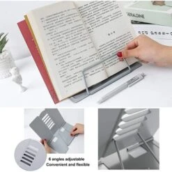 MINKUROW Scaffale Da Lettura, Fermalibri Supporto Per Libri Di Cucina Pieghevole In Metallo Regolabile A 6 Livelli Per Bambini Adulti Per Cucina, Studio, Ufficio, Tesi Scolastica (Grigio) 10 MINKUROW Scaffale Da Lettura, Fermalibri Supporto Per Libri Di Cucina Pieghevole In Metallo Regolabile A 6 Livelli Per Bambini Adulti Per Cucina, Studio, Ufficio, Tesi Scolastica (Grigio) -Armonia Decor 69788655 4