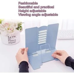 MINKUROW Scaffale Da Lettura, Fermalibri Supporto Per Libri Di Cucina Pieghevole In Metallo Regolabile A 6 Livelli Per Bambini Adulti Per Cucina, Studio, Ufficio, Tesi Scolastica (Azzurro) 9 MINKUROW Scaffale Da Lettura, Fermalibri Supporto Per Libri Di Cucina Pieghevole In Metallo Regolabile A 6 Livelli Per Bambini Adulti Per Cucina, Studio, Ufficio, Tesi Scolastica (Azzurro) -Armonia Decor 69789422 3