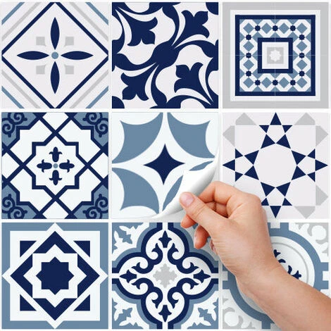Fes Blu | Adesivi Per Piastrelle In Pvc Impermeabile Per Bagno E Cucina 24 Piastrelle 10x10 Cm 4 Fes Blu | Adesivi Per Piastrelle In Pvc Impermeabile Per Bagno E Cucina 24 Piastrelle 10x10 Cm - immagine 2