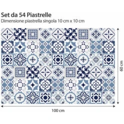 Fes Blu | Adesivi Per Piastrelle In Pvc Impermeabile Per Bagno E Cucina 24 Piastrelle 10x10 Cm 9 Fes Blu | Adesivi Per Piastrelle In Pvc Impermeabile Per Bagno E Cucina 24 Piastrelle 10x10 Cm -Armonia Decor 69819578 3