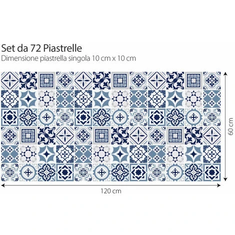 Fes Blu | Adesivi Per Piastrelle In Pvc Impermeabile Per Bagno E Cucina 24 Piastrelle 10x10 Cm 6 Fes Blu | Adesivi Per Piastrelle In Pvc Impermeabile Per Bagno E Cucina 24 Piastrelle 10x10 Cm - immagine 4