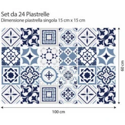 Fes Blu | Adesivi Per Piastrelle In Pvc Impermeabile Per Bagno E Cucina 24 Piastrelle 10x10 Cm 11 Fes Blu | Adesivi Per Piastrelle In Pvc Impermeabile Per Bagno E Cucina 24 Piastrelle 10x10 Cm -Armonia Decor 69819578 5