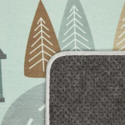 Paco Home Tappeto Bambini Cameretta Da Gioco Bebè Strada Orso Alce Alberi Verde Grigio 80 Cm Tondo -Armonia Decor 70304814 4