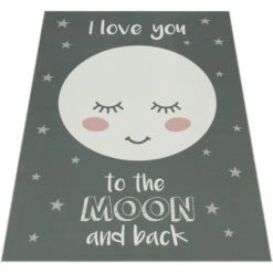 Paco Home Tappeto Per I Bambini, Tappeto Lavabile Per La Camera Dei Bambini Con Stelle, Luna E Motivi A Quadri 80x150 Cm, Grigio 2 -Armonia Decor 70328705 5
