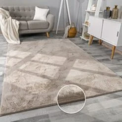 Paco Home Tappeto Salotto Moderno Pelliccia Morbido Pelo Lungo Shaggy Lavabile Div. Colori Beige, 60x90 Cm
