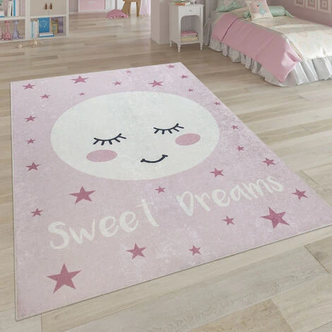 Paco Home Tappeto Per I Bambini, Tappeto Lavabile Per La Camera Dei Bambini Con Stelle, Luna E Motivi A Quadri 80x150 Cm, Pink 2 3 Paco Home Tappeto Per I Bambini, Tappeto Lavabile Per La Camera Dei Bambini Con Stelle, Luna E Motivi A Quadri 80x150 Cm, Pink 2