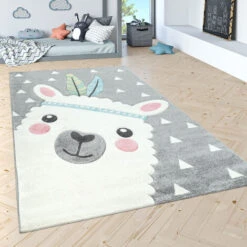 Paco Home Tappeto Bambini Cameretta Colori Pastello Moderni Motivi Graziosi Effetto 3D 80x150 Cm, Grigio