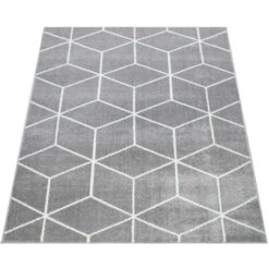 Paco Home Tappeto Soggiorno Pelo Corto Moderno Scandinavo Motivo Diamante Grigio Bianco Grigio, 200x280 Cm -Armonia Decor 70332575 4