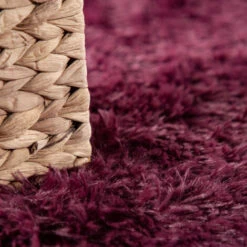 Paco Home Tappeto Salotto Pelo Lungo Soggiorno Pelliccia Finta Shaggy Morbido Monocolore Viola, Ø 120 Cm Tondo -Armonia Decor 70332682 4