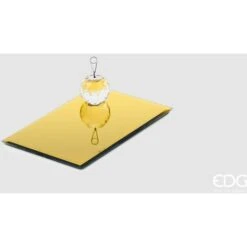 PORTACANDELE CON BASE SPECCHIO RETTANGOLARE 20X12.5 ORO