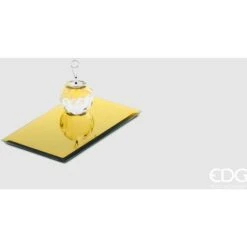 PORTACANDELE CON BASE SPECCHIO RETTANGOLARE 15X9CM ORO