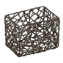 WENKO Cestino Cromo Marrone - Cestino Per Il Bagno, Cellulosa, 15 X 11 X 10.5 Cm, Marrone