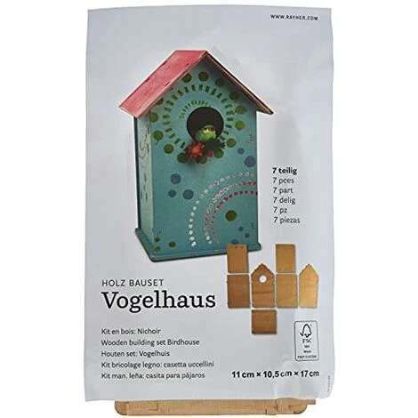 Rayher 62224000 Kit In Legno Casetta Per Uccelli FSC Mix Credit, 11 X 10,5 X 17 Cm, 7 Pezzi, Oggetto Decorativo, Oggetti Decorativi 4 Rayher 62224000 Kit In Legno Casetta Per Uccelli FSC Mix Credit, 11 X 10,5 X 17 Cm, 7 Pezzi, Oggetto Decorativo, Oggetti Decorativi - immagine 2