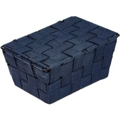 WENKO Cestino Da Bagno Con Coperchio Adria Blu Scuro - Cestino Da Bagno, Polipropilene, 19 X 10 X 14 Cm, Blu