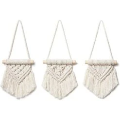 3 Pezzi Da Appendere Alla Parete Simpatici Ornamenti Natalizi In Macramè, Decorazioni In Tessuto Artistico Per Appartamento Camera Da Letto Soggiorno Dormitorio 13 15 Cm (bianco)
