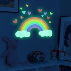 Glow In The Dark Adesivi Murali Arcobaleno Adesivi Murali Fata Luminosa Gocce Di Pioggia Nuvola E Cuore Adesivi Murali Fluorescenti Per La Decorazione Della Camera Dei Bambini Arte Murale -Armonia Decor 71081297 3