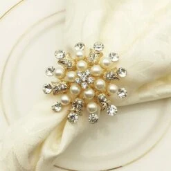 Set Di 6 Portatovaglioli Con Strass Di Perle Per Accessori Di Tovaglioli Da Cucina Per Feste Di Matrimonio