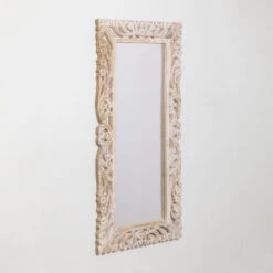 SKLUM Specchio Da Parete Rettangolare In Legno Di Mango Zargor Legno Bianco Vintage