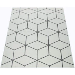 Paco Home Tappeto Soggiorno Pelo Corto Moderno Scandinavo Motivo Diamante Grigio Bianco 120x170 Cm, Bianco -Armonia Decor 71627412 4