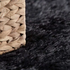 Paco Home Tappeto Salotto Pelo Lungo Soggiorno Pelliccia Finta Shaggy Morbido Monocolore Nero, 80 Cm Tondo -Armonia Decor 71627446 4