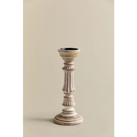 SKLUM Set Di 2 Portacandele In Legno Di Mango Kangec Legno Bianco Vintage 7 SKLUM Set Di 2 Portacandele In Legno Di Mango Kangec Legno Bianco Vintage - immagine 5