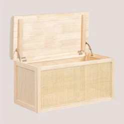 SKLUM Baule Con Cuscino In Rattan E Legno Di Reyna Marrone Legno Naturale
