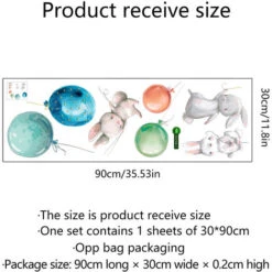 Cartoon Bunny Balloon Wall Stickers Decorazione Della Stanza Dei Bambini Decalcomanie Per Carta Da Parati Di Coniglio -Armonia Decor 72553494 3