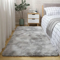 Tappeti Morbido Shaggy Tappeto Camera Da Letto Per Soggiorno Corridoio Grigio Bianco 120x160 Cm -Armonia Decor 72629346 4