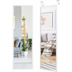 RELAX4LIFE Specchio Da Parete Con Cornice In Metallo, Specchio In Vetro Temperato, Specchio A Parete E Su Porta, Specchio Da Appendere Per Camera Da Letto, Guardaroba E Ingresso (Bianco)