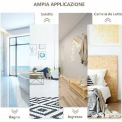 RELAX4LIFE Specchio Da Parete Con Cornice In Metallo, Specchio In Vetro Temperato, Specchio A Parete E Su Porta, Specchio Da Appendere Per Camera Da Letto, Guardaroba E Ingresso (Bianco) -Armonia Decor 72656845 3