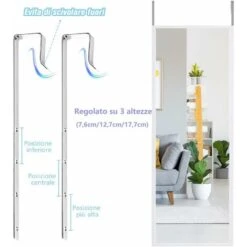 RELAX4LIFE Specchio Da Parete Con Cornice In Metallo, Specchio In Vetro Temperato, Specchio A Parete E Su Porta, Specchio Da Appendere Per Camera Da Letto, Guardaroba E Ingresso (Bianco) -Armonia Decor 72656845 5