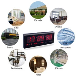 Orologio Digitale Led Parete Nero Display LCD Data Temperatura Ufficio JH4600 -Armonia Decor 7310288 3