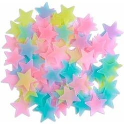 100 Pezzi Colorati Bagliore Al Buio Stelle Luminose Fluorescenti Nottilucenti Adesivi Murali In Plastica Murale