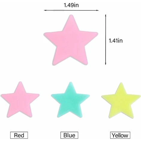 100 Pezzi Colorati Bagliore Al Buio Stelle Luminose Fluorescenti Nottilucenti Adesivi Murali In Plastica Murale 4 100 Pezzi Colorati Bagliore Al Buio Stelle Luminose Fluorescenti Nottilucenti Adesivi Murali In Plastica Murale - immagine 2
