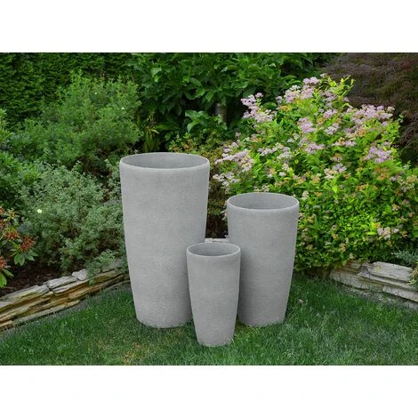 Vaso Per Piante In Simil Pietra Grigio Alto E Moderno 75 X ø 39 Cm Abdera 4 Vaso Per Piante In Simil Pietra Grigio Alto E Moderno 75 X ø 39 Cm Abdera - immagine 2