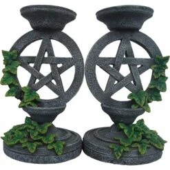 NEM5177 Portacandele Pentagramma Grigio Da 5,5".