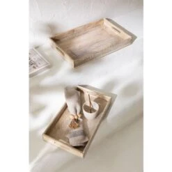 SKLUM Set Di 2 Vassoi Decorativi In Legno Di Mango Diborna Legno Bianco Vintage -Armonia Decor 75335963 2