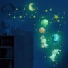 RHAFAYRES Adesivi Murali Bambini Fluorescenti, Stelle Luna Conigli E Palloncini Glow In The Dark Stelle Adesivi Soffitto Parete Luminosi Per Camerette Bambini Decorazione Soffitto