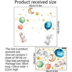 RHAFAYRES Adesivi Murali Bambini Fluorescenti, Stelle Luna Conigli E Palloncini Glow In The Dark Stelle Adesivi Soffitto Parete Luminosi Per Camerette Bambini Decorazione Soffitto 9 RHAFAYRES Adesivi Murali Bambini Fluorescenti, Stelle Luna Conigli E Palloncini Glow In The Dark Stelle Adesivi Soffitto Parete Luminosi Per Camerette Bambini Decorazione Soffitto -Armonia Decor 75460221 4