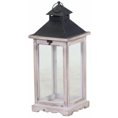 LANTERNA LEGNO SBIANCATO RETTANGOLARE CM 19X19H42,5 3 LANTERNA LEGNO SBIANCATO RETTANGOLARE CM 19X19H42,5