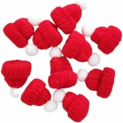 10 Pezzi Mini Cappello Da Babbo Natale Lavorato A Maglia Cappello Da Babbo Natale Piccolo Cappello Da Festa Di Natale Decorazione Rosso