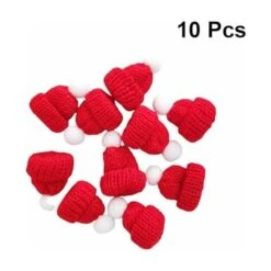 10 Pezzi Mini Cappello Da Babbo Natale Lavorato A Maglia Cappello Da Babbo Natale Piccolo Cappello Da Festa Di Natale Decorazione Rosso -Armonia Decor 76315144 3