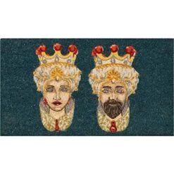 Baroni Zerbino Da Esterno In Cocco Con Base In PVC Dipinto A Mano, Facile Da Pulire E Ultraresistente, Raffigurante Re E Regina Corona Limoni, 70x40x3 Cm…