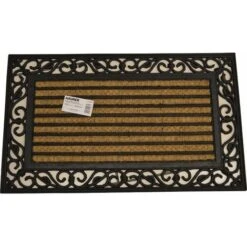 ZERBINO Rettangolare In FIBRA Di COCCO Con Fondo In GOMMA Mod. RIGHE 45X75CM