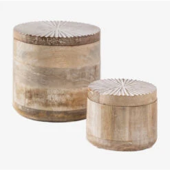 SKLUM Set Di 2 Barattoli In Legno Di Mango Nabordi Legno Bianco Vintage